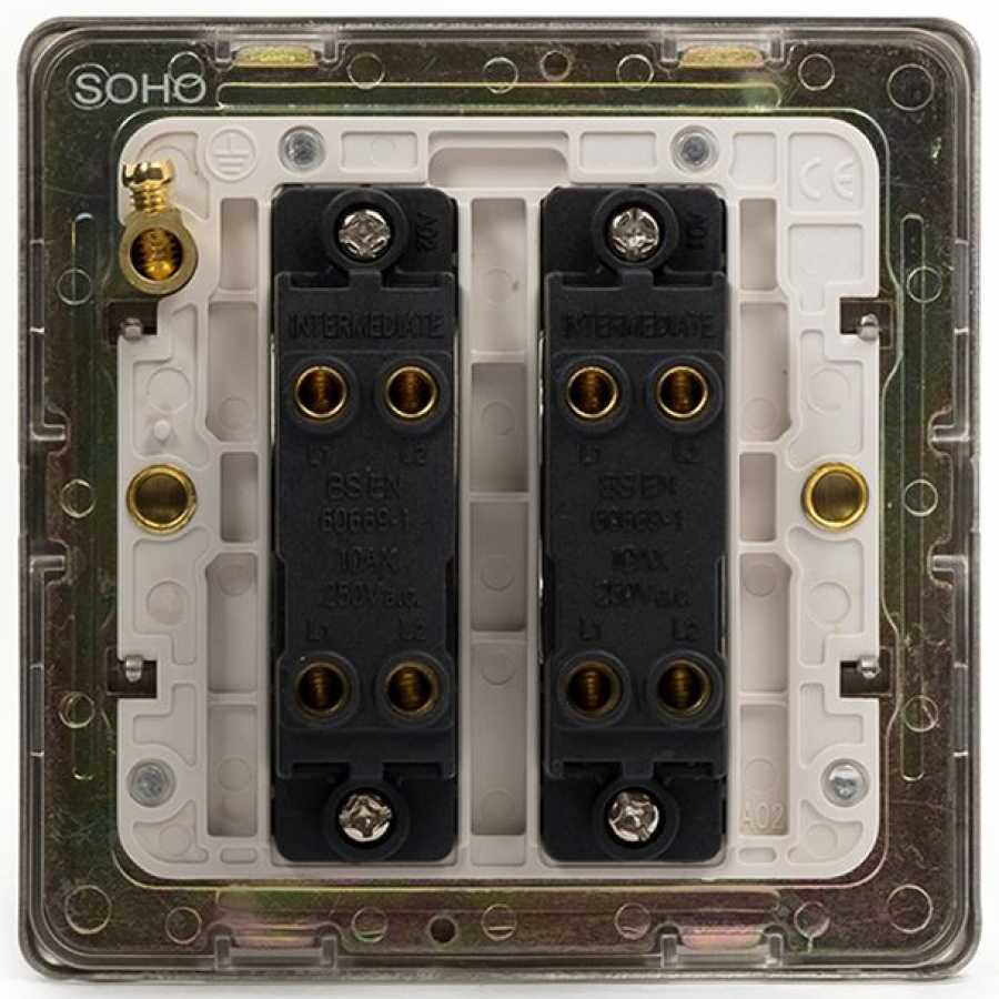 Soho Lighting Finsbury 2 Gang Intermediate Switch Brushed Chrome White